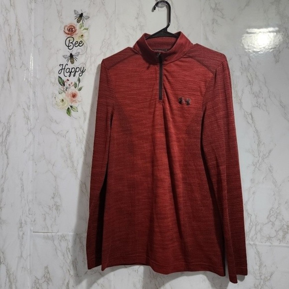 Under Armour Heat Gear 1/4 Zip Red Long Sleeve Women's Small